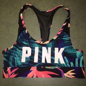 Never worn PINK floral sports bra